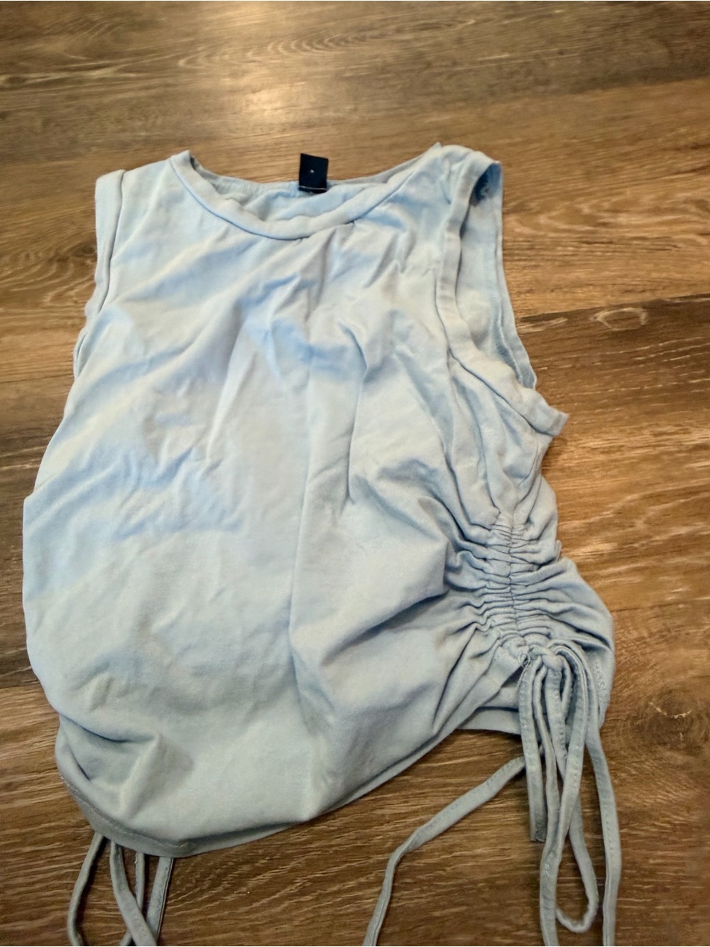 Sleeveless Ruched Side Tank Top - Light Blue